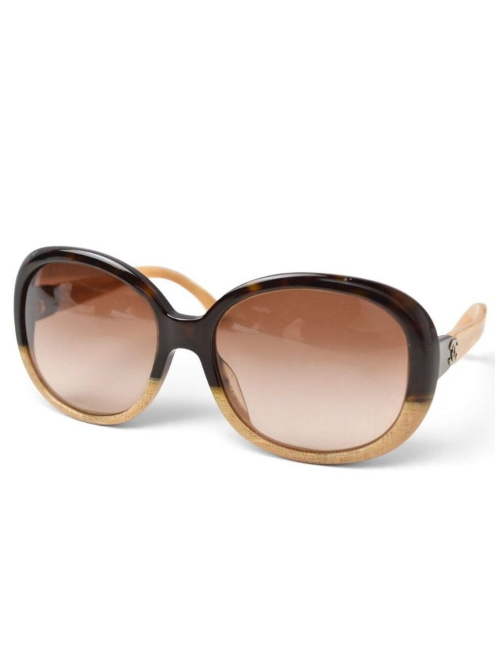 Chanel Sunglasses Eyewear CC Logo Bicolor Black Beige